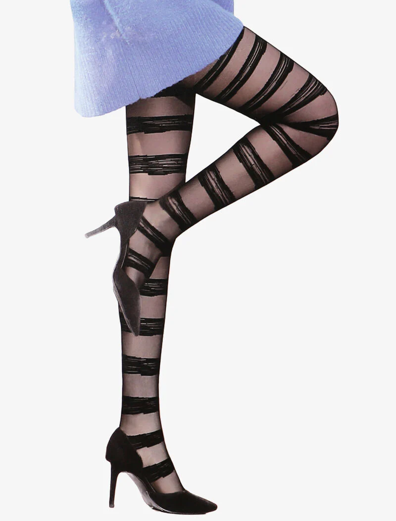 Collants à imprimé bandes graphiques - noir
