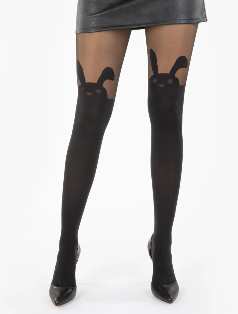 Collants à imprimé lapin - noir