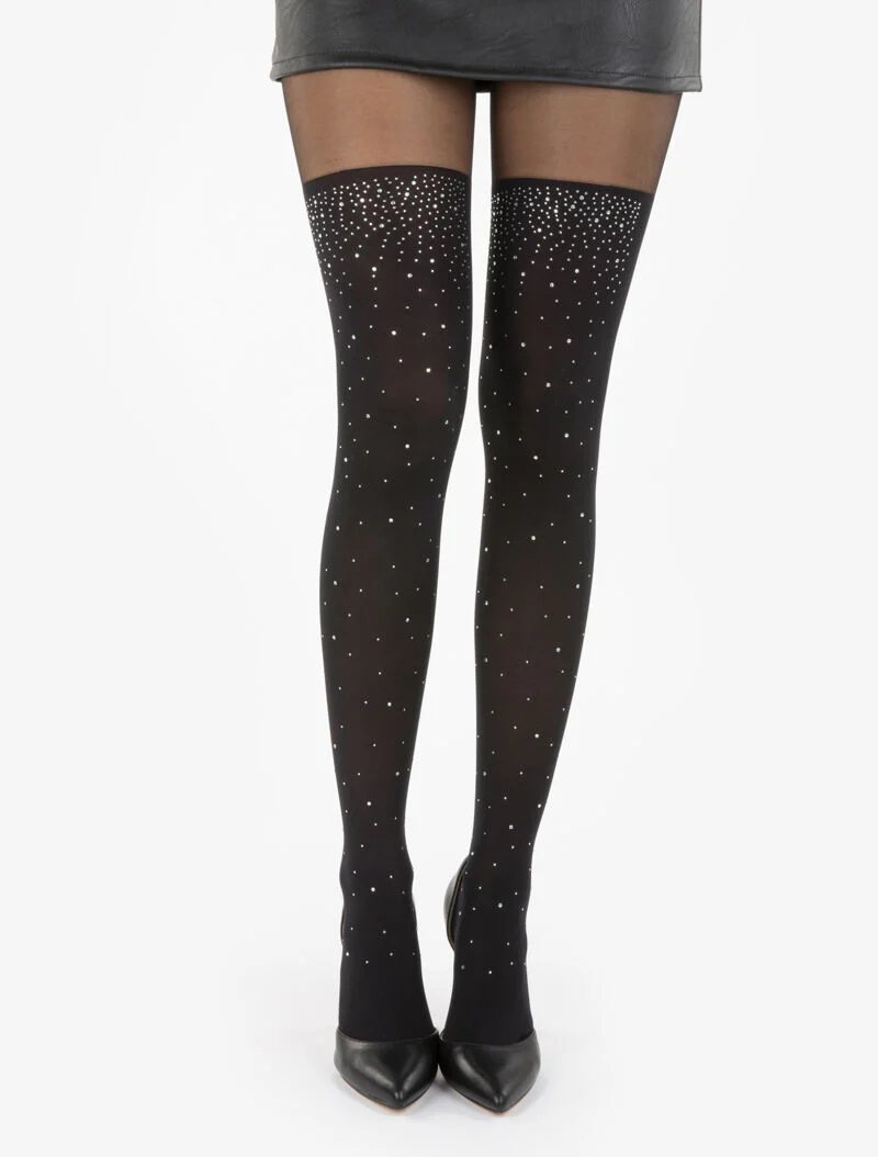 Collants à imprimé style bas strassés - noir