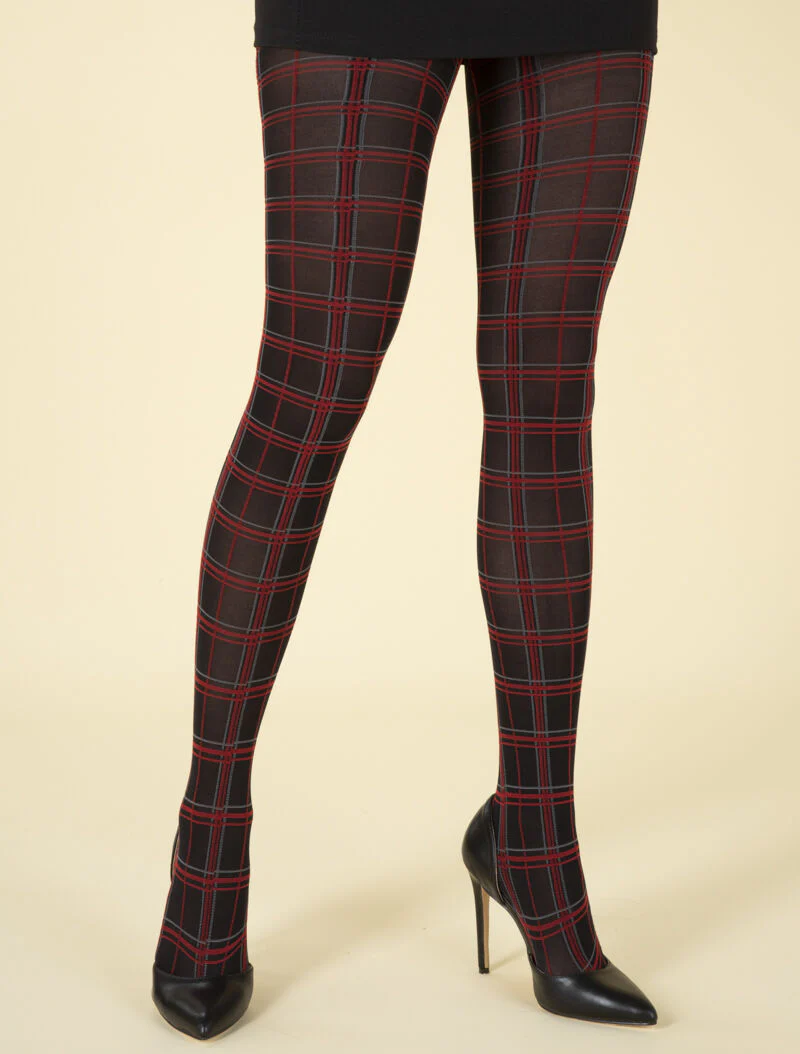 Collants à imprimé tartan - noir