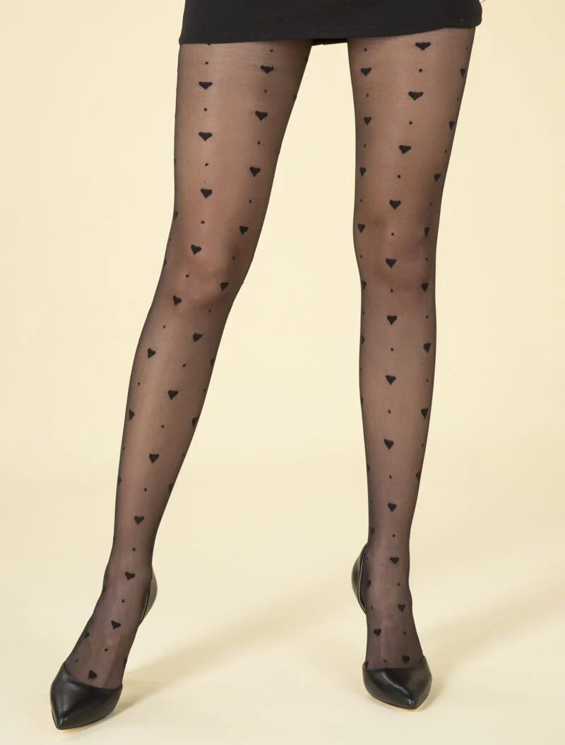 Collants à petits coeurs - noir
