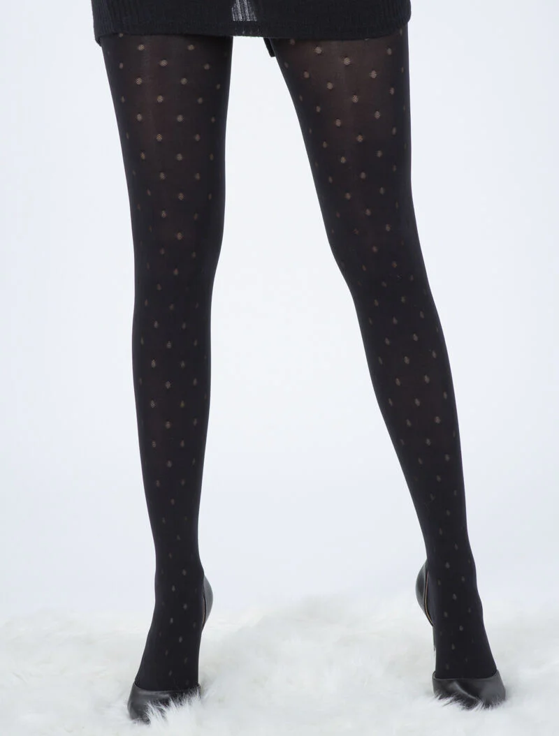Collants à petits ronds contrastants - noir