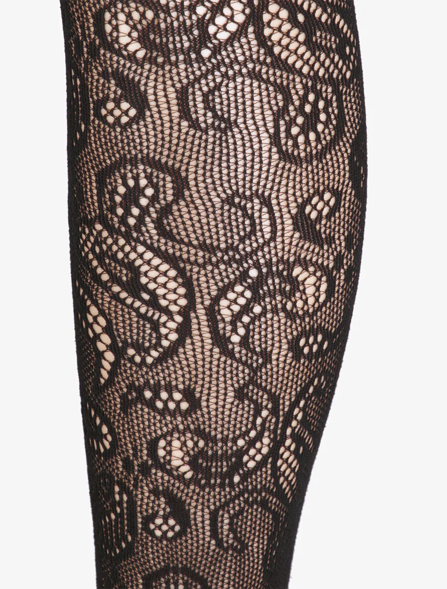 Collants en résille à motif cachemire - Noir - Image 2