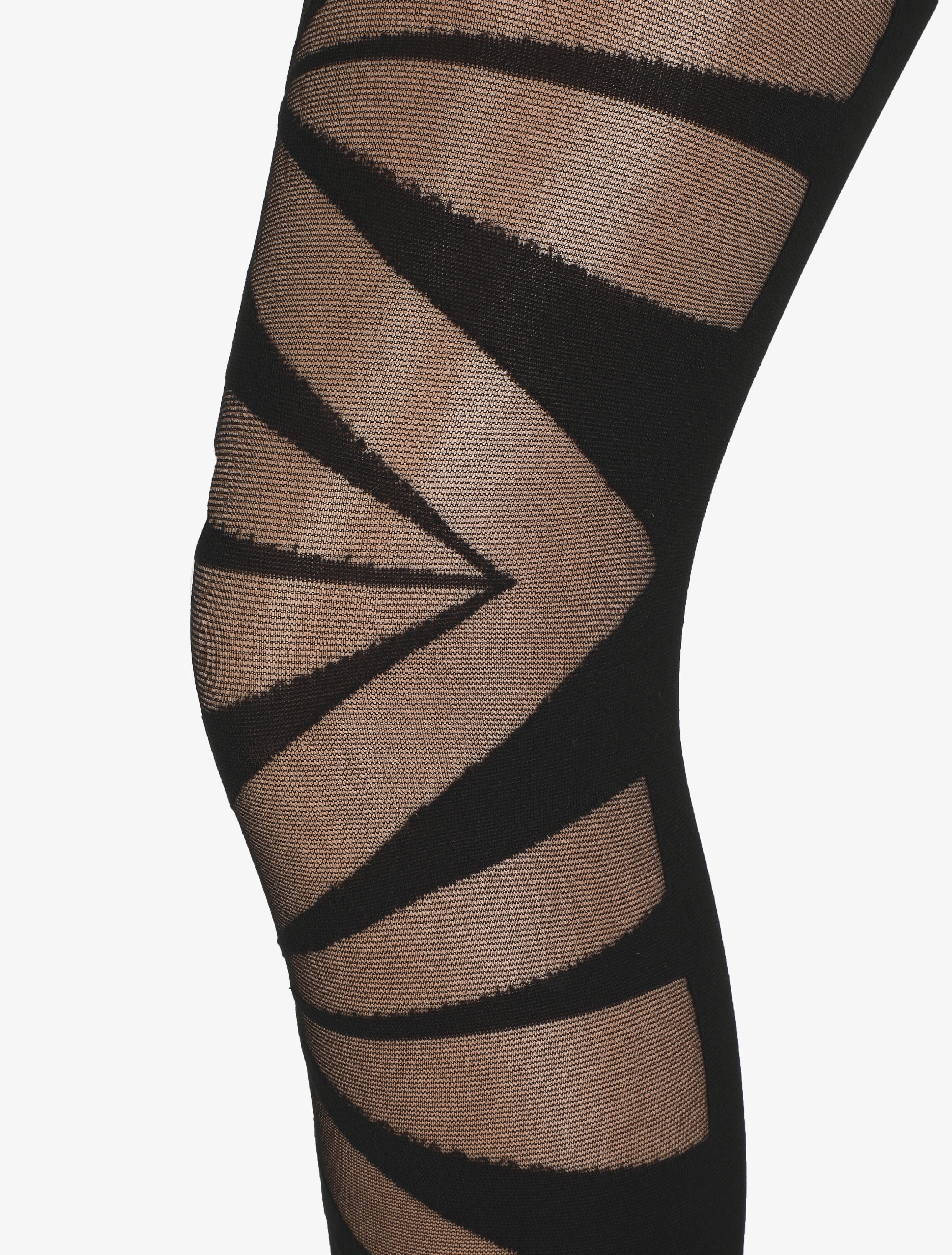 Collants en voile à motifs graphiques - Noir - Image 2