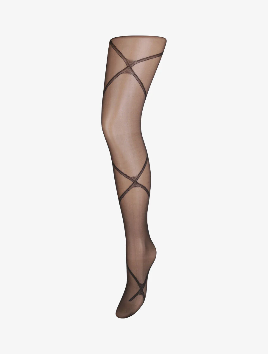 Collants en voile à traits croisés - Noir