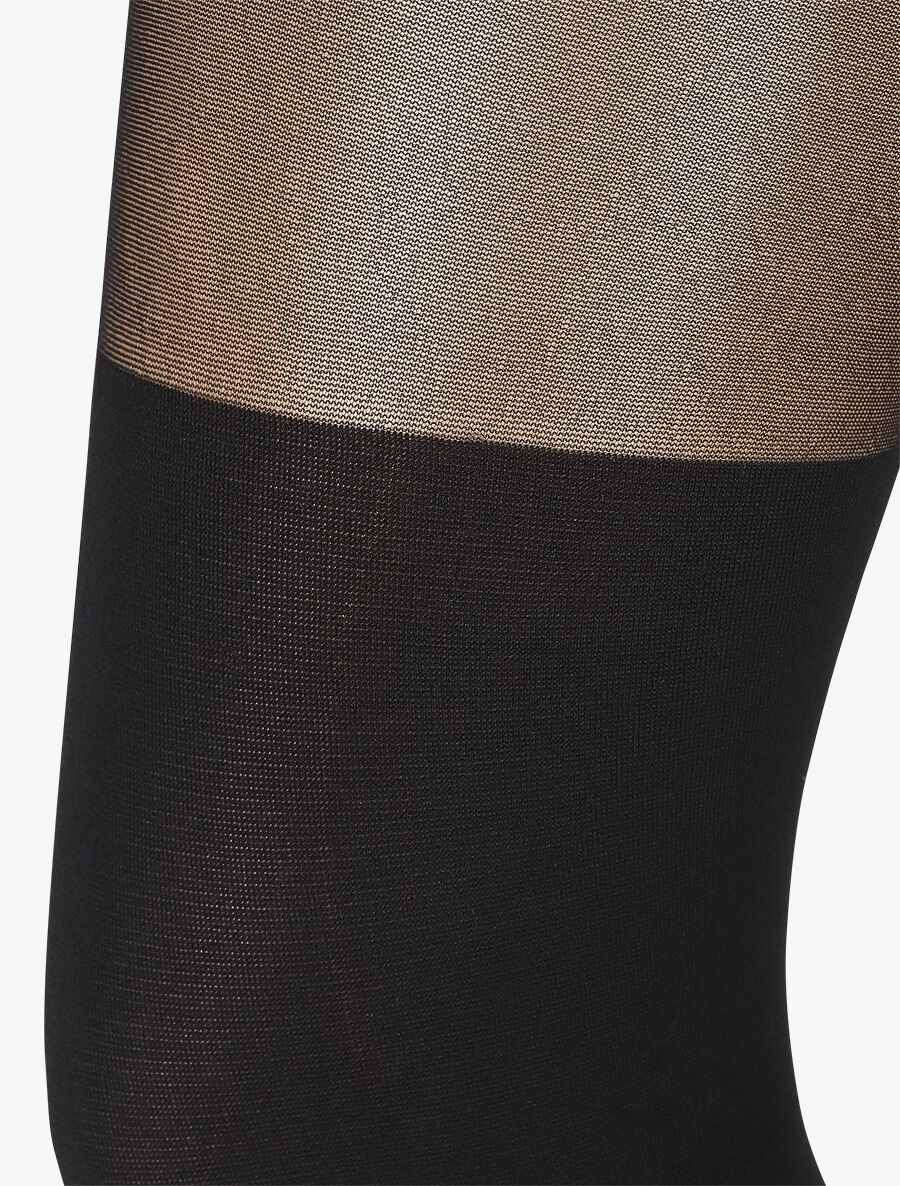 Collants en voile stylisé - Noir - Image 2