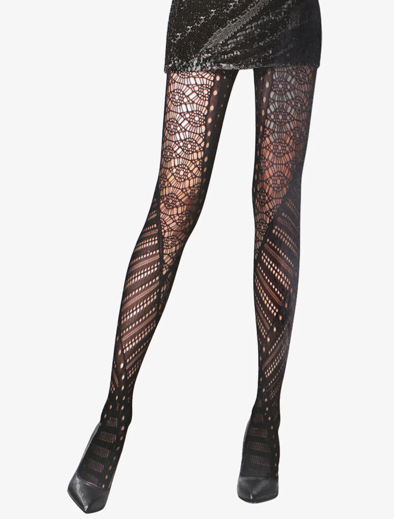 Collants fantaisies à formes géométriques - noir