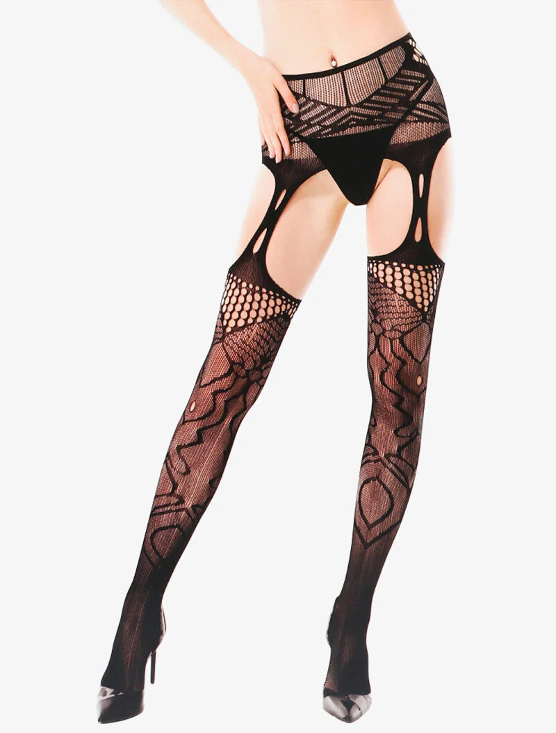 Collants ouverts à détails stylisés - noir