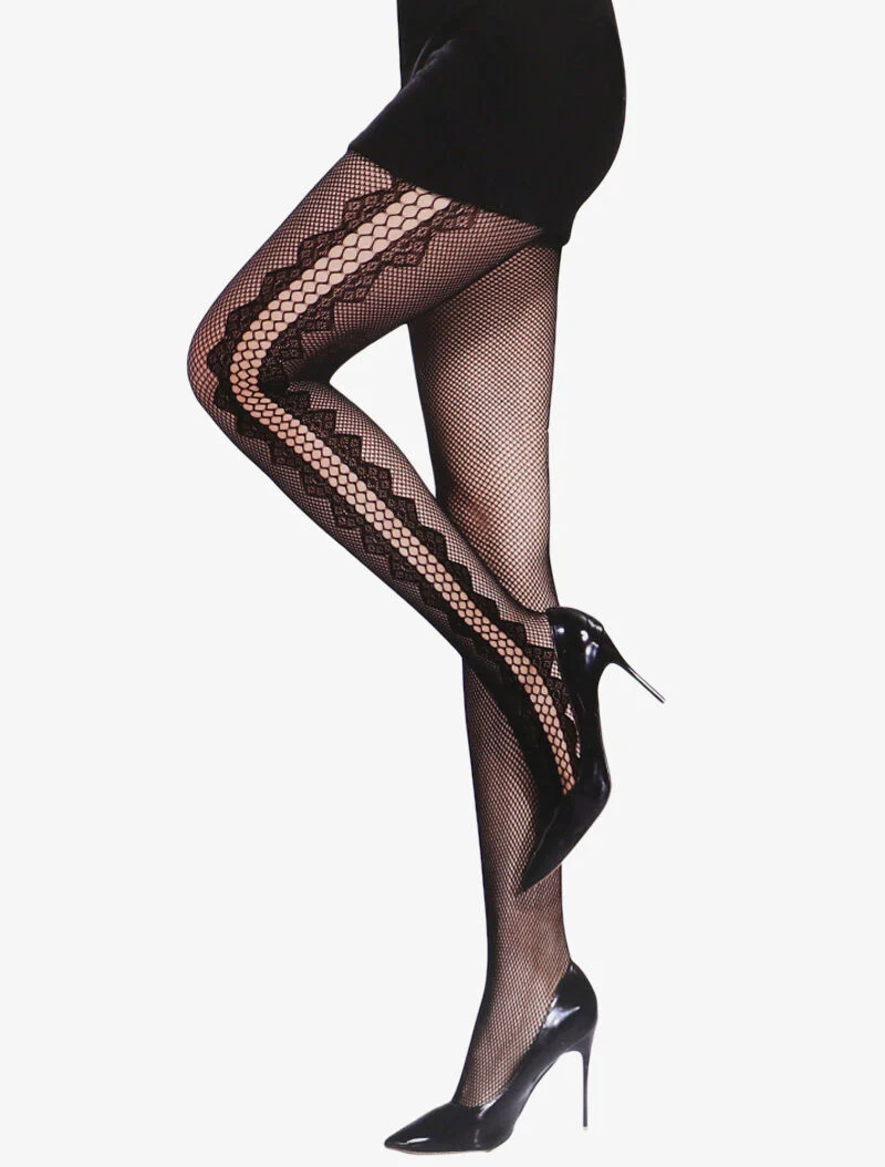 Collants résille à côtés ajourés - noir