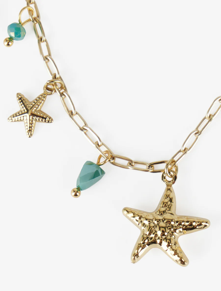 Collier à breloques étoile de mer et pierres - Or/vert - Image 3