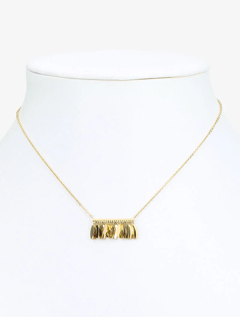 Collier à pendentif à plaque frangée - or