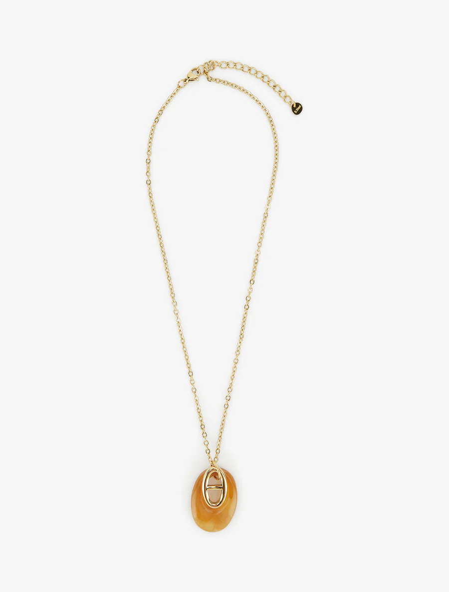 Collier à pendentif oval - Or/camel - Image 2