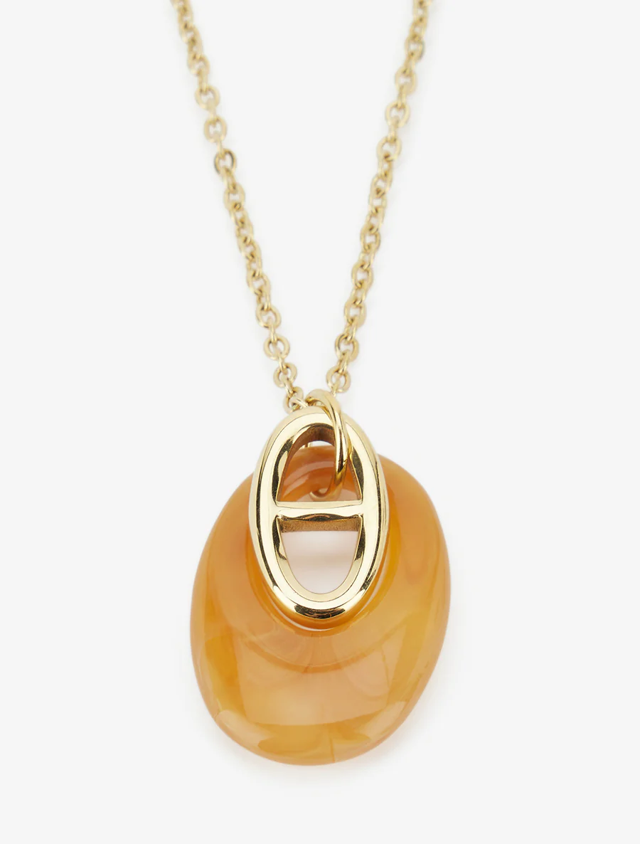 Collier à pendentif oval - Or/camel - Image 3