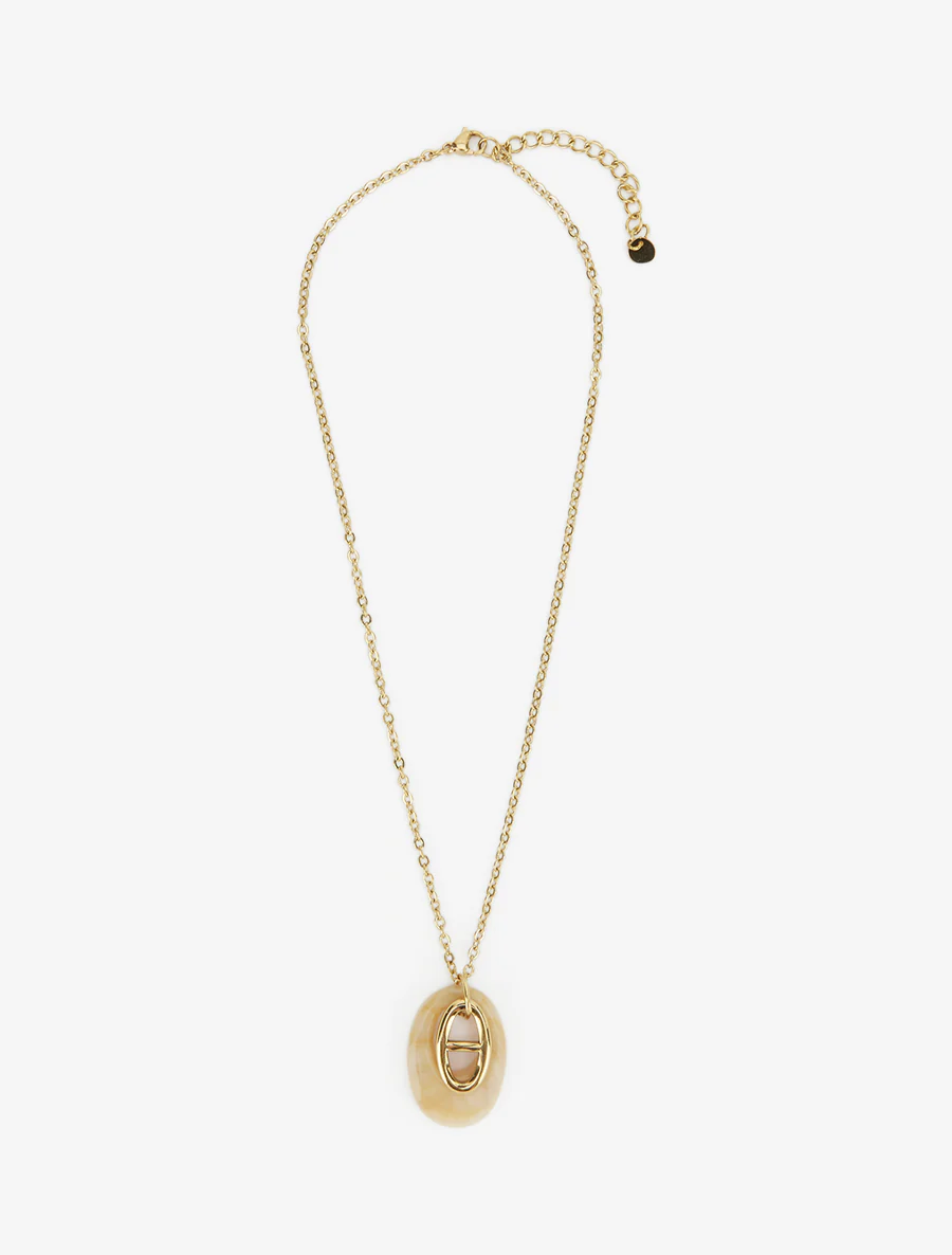 Collier à pendentif oval - Or/beige - Image 2