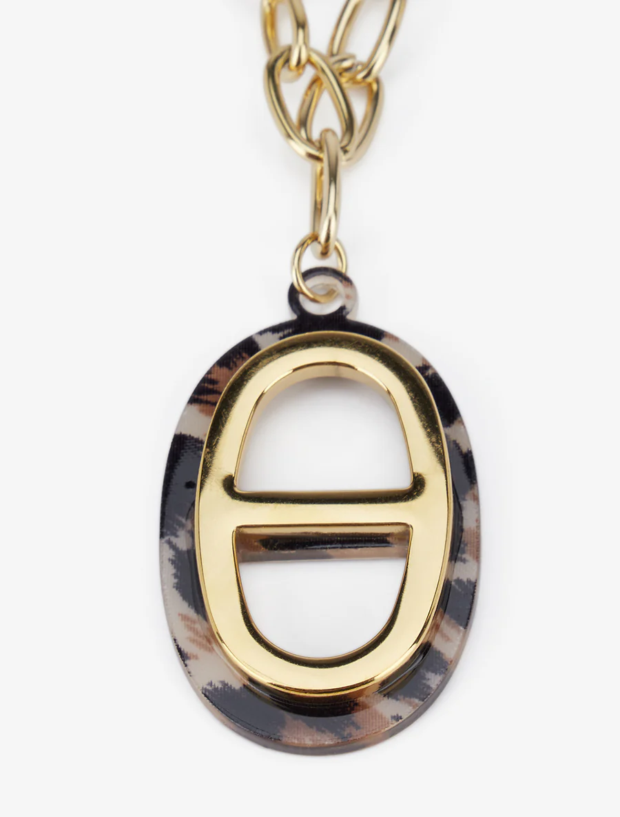 Collier à pendentif ovale léopard - Or - Image 3