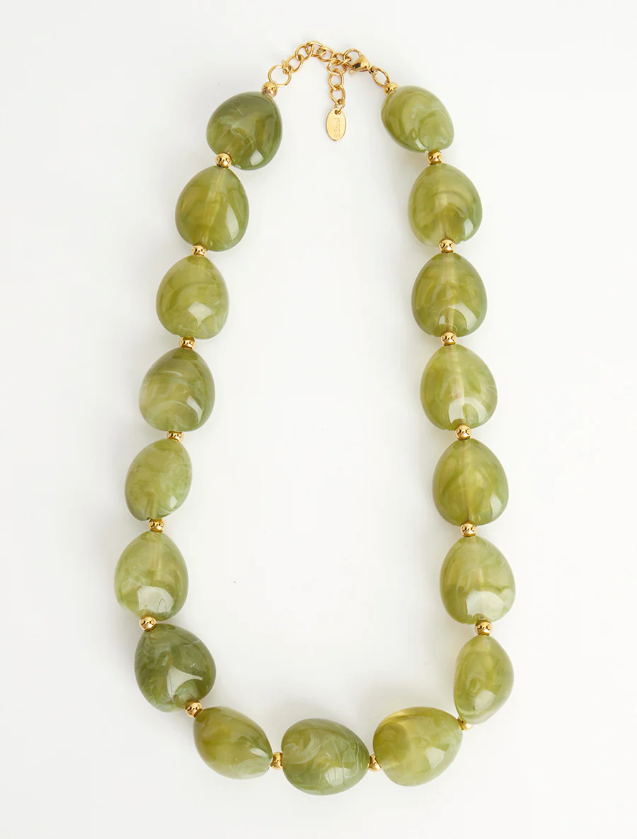 Collier à perles en résine - Vert - Image 2