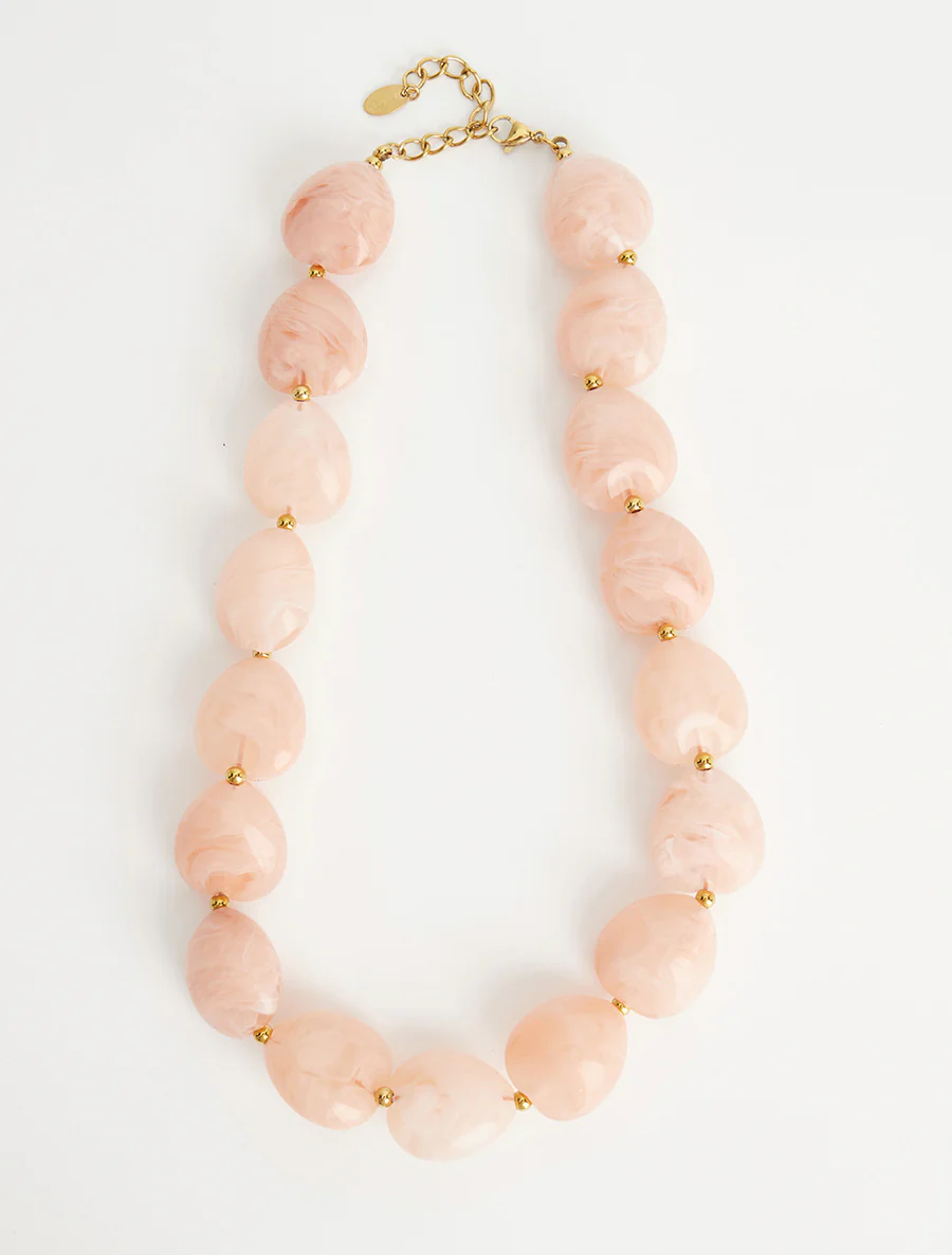 Collier à perles en résine - Rose - Image 2