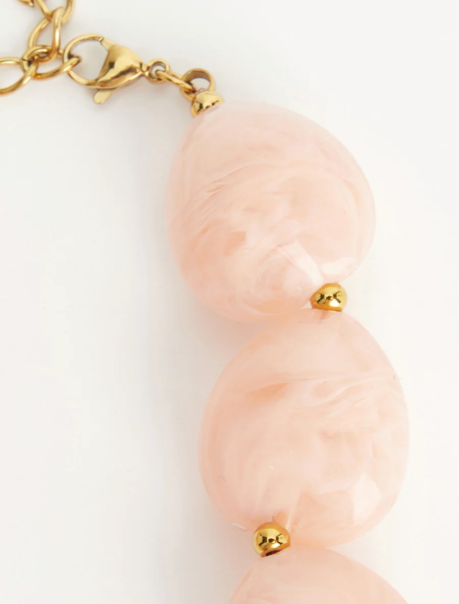 Collier à perles en résine - Rose - Image 3