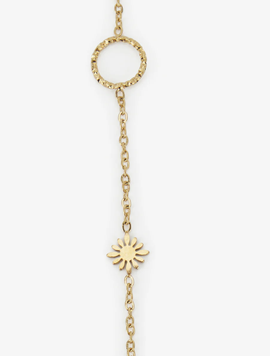 Collier en à cercles et petites fleurs - Or - Image 3