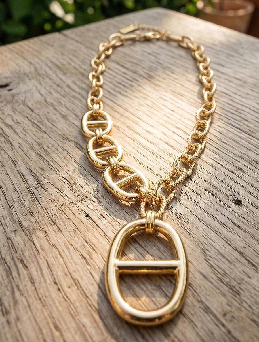 Collier en maille à pendentif stylisé - Or
