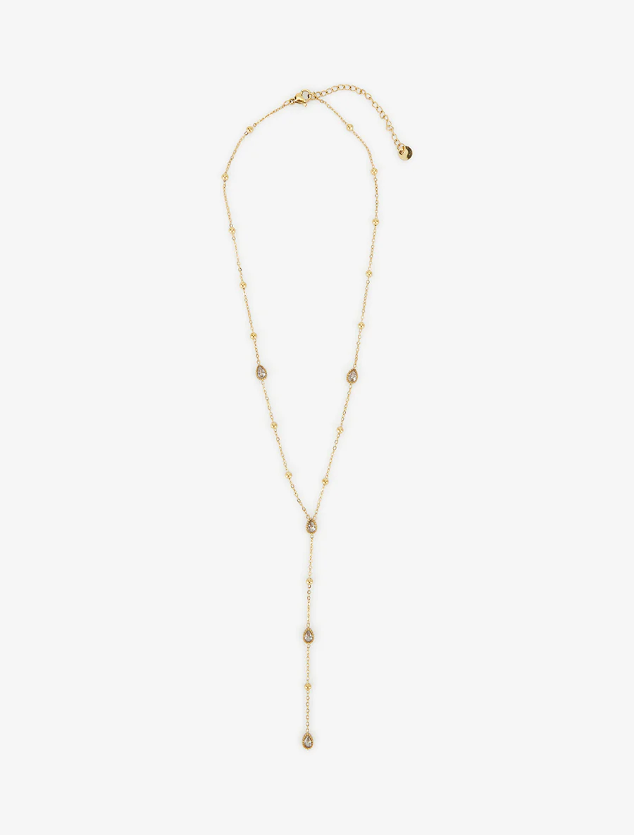 Collier en Y à bille et zircons - Or - Image 2