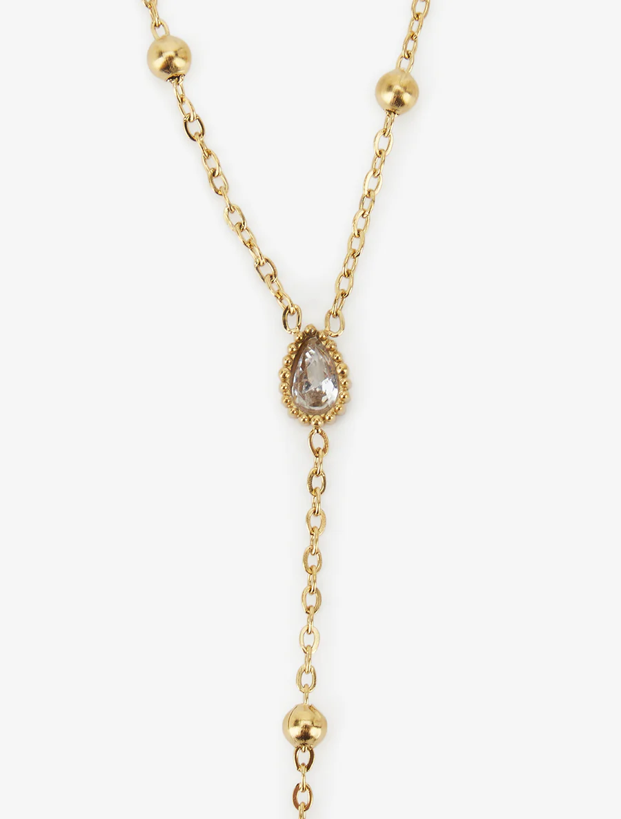Collier en Y à bille et zircons - Or - Image 3