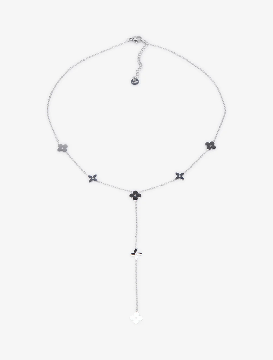 Collier en Y à motif floral - Argent - Image 2