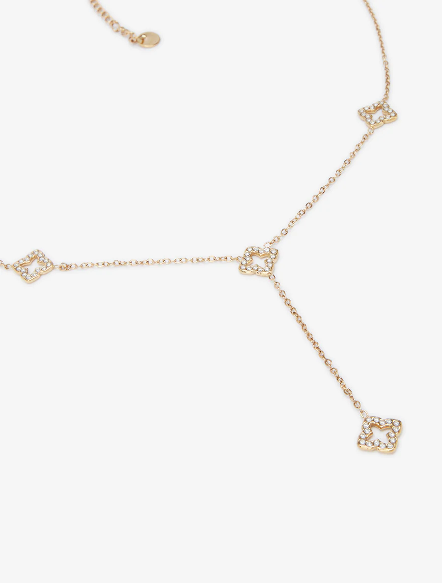 Collier en Y à motif trèfles - Or - Image 3