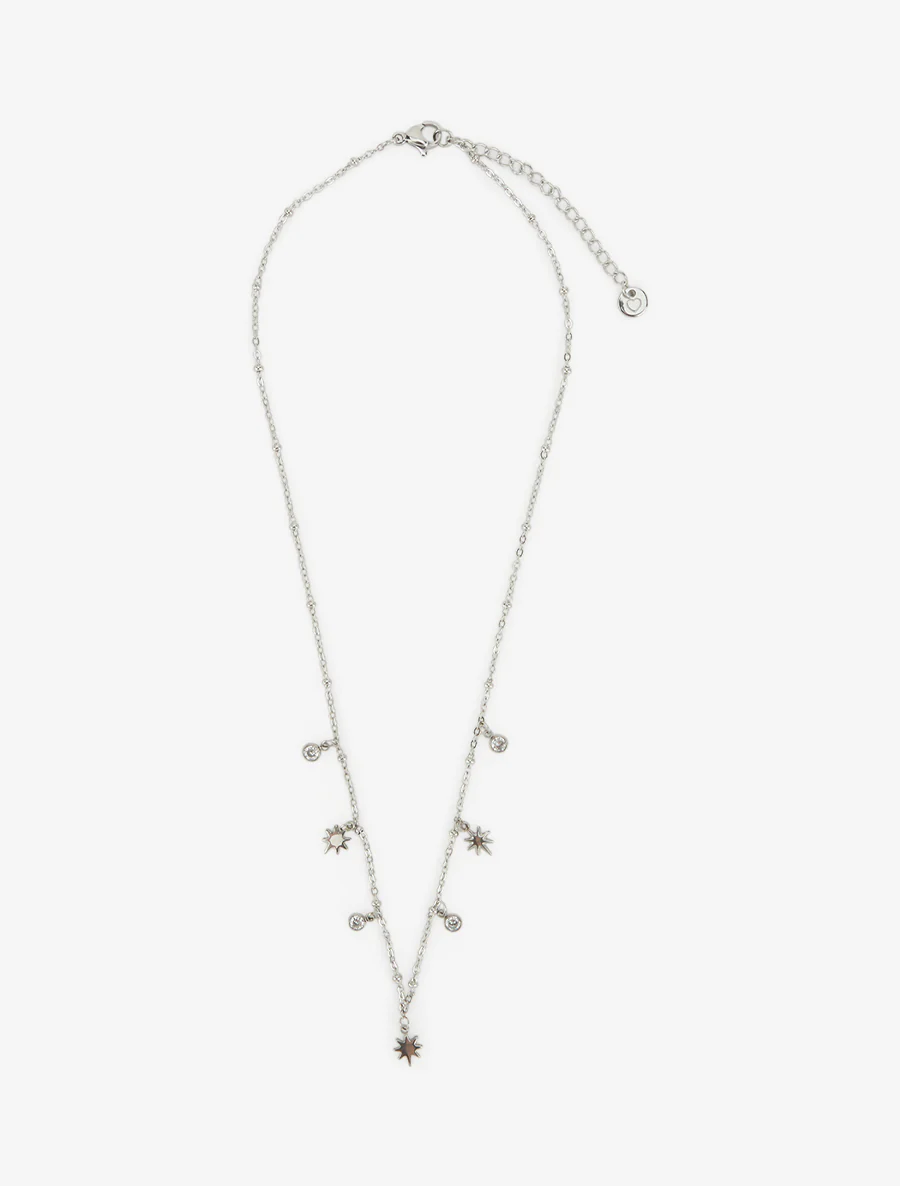 Collier fin à étoiles et strass - Argent - Image 2