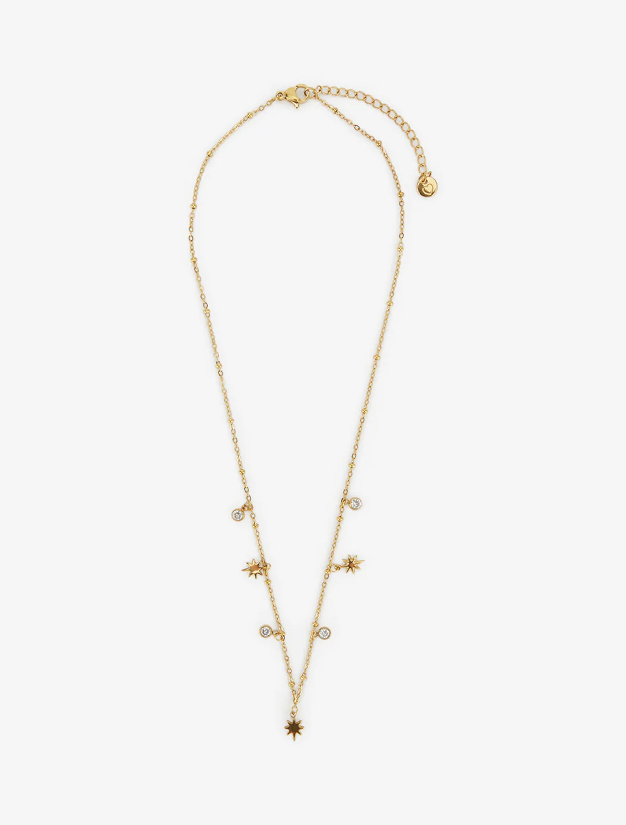 Collier fin à étoiles et strass - Or - Image 2
