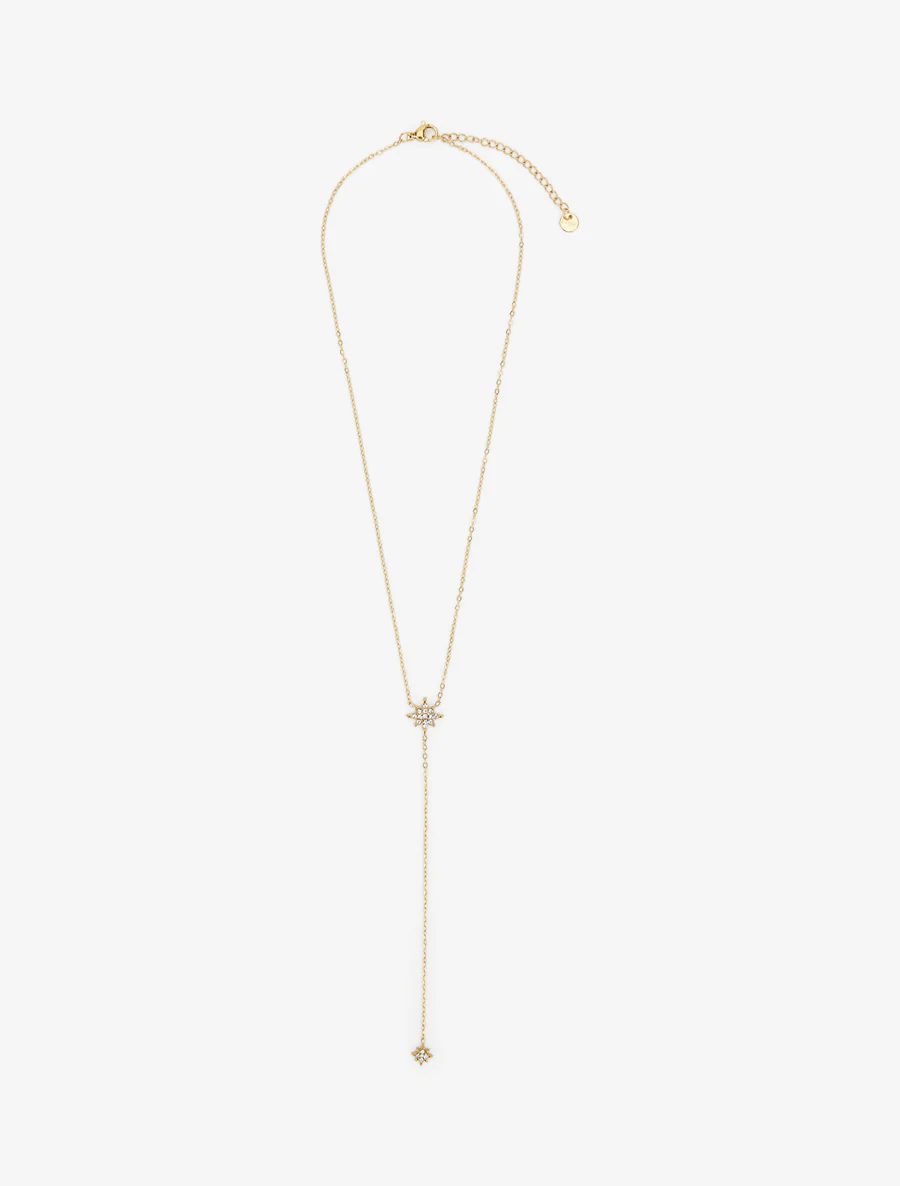 Collier fin en Y à étoiles strassées - Or - Image 2