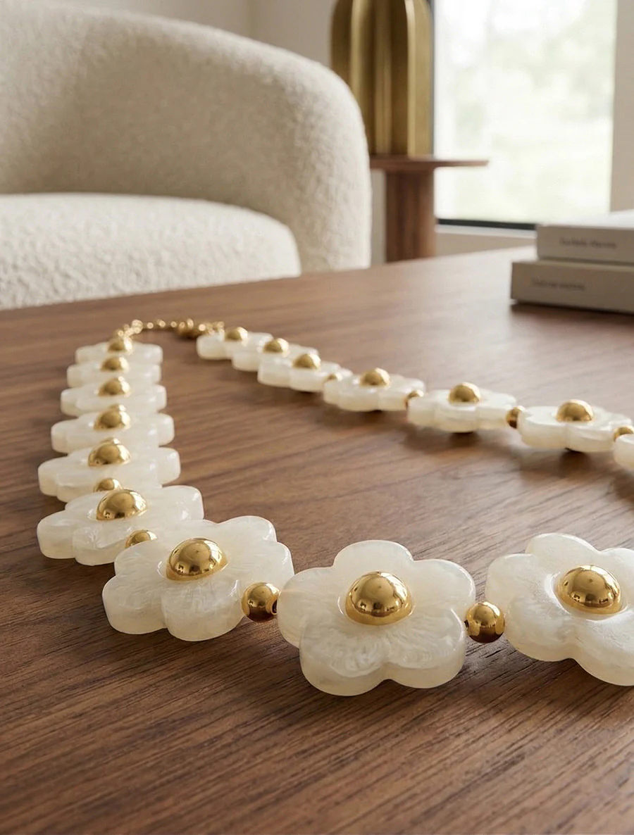 Collier motif floral - Beige