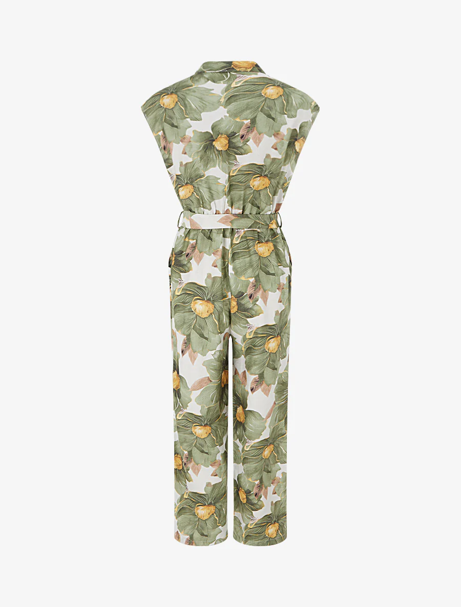 Combinaison à col cache-coeur imprimé floral - Kaki - Image 2