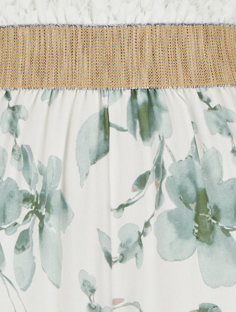 Combinaison à dentelle et imprimé floral - Kaki - Image 3