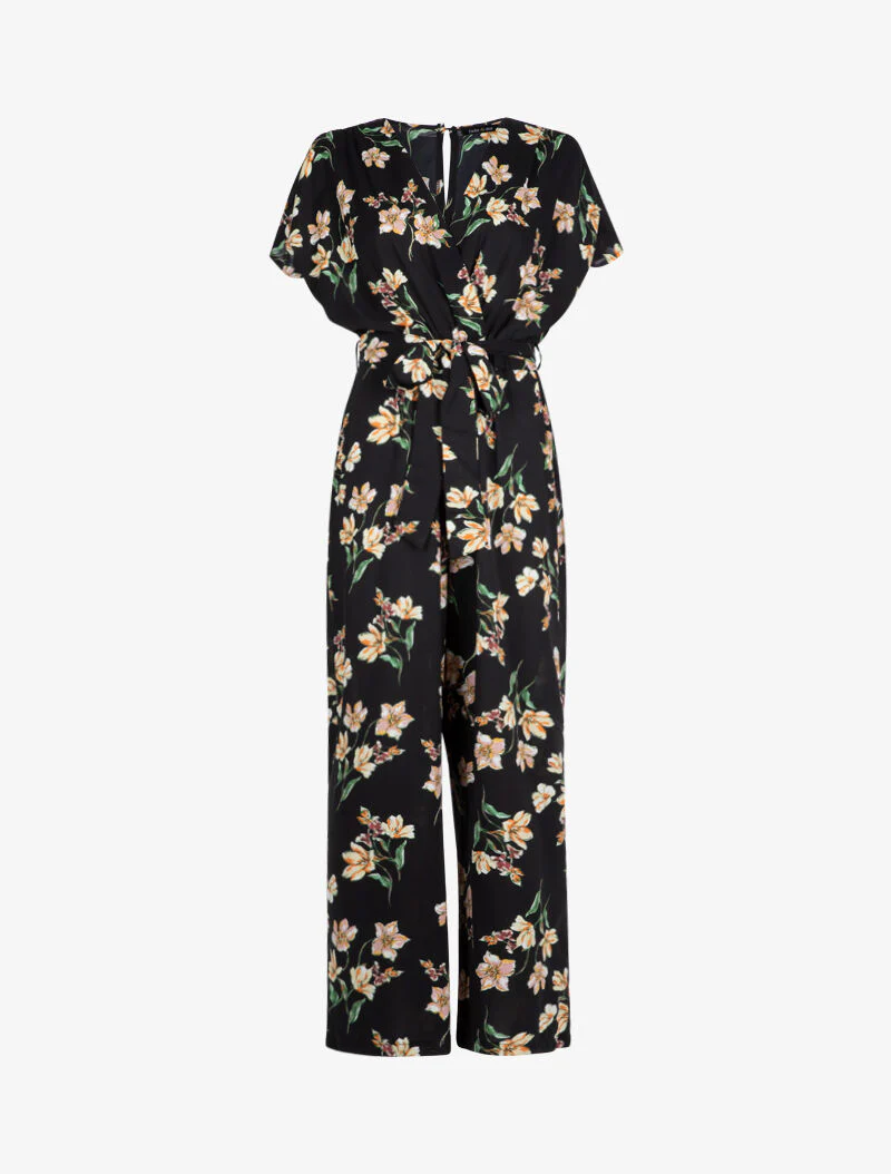 Combinaison à imprimé floral - noir