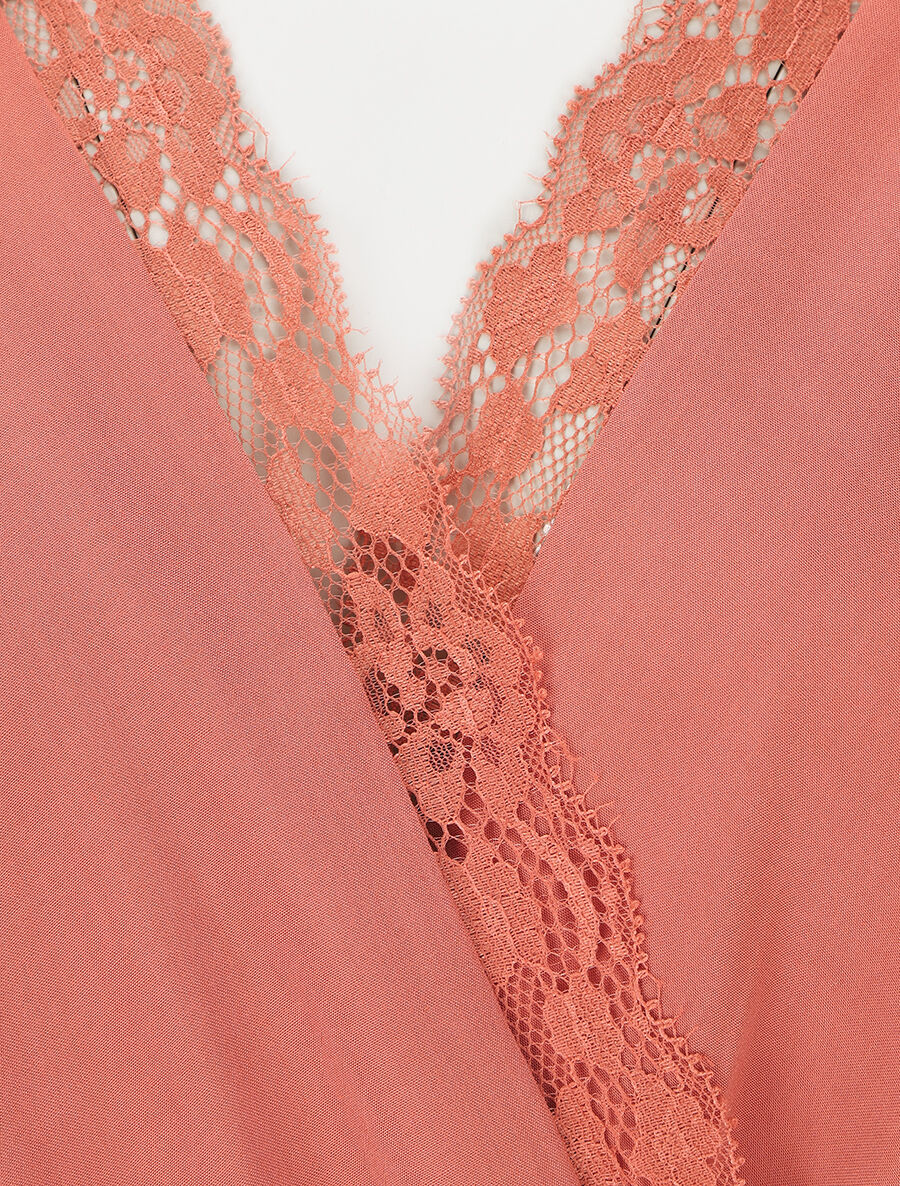 Combinaison ample sans manches col cache-coeur - Vieux rose - Image 3