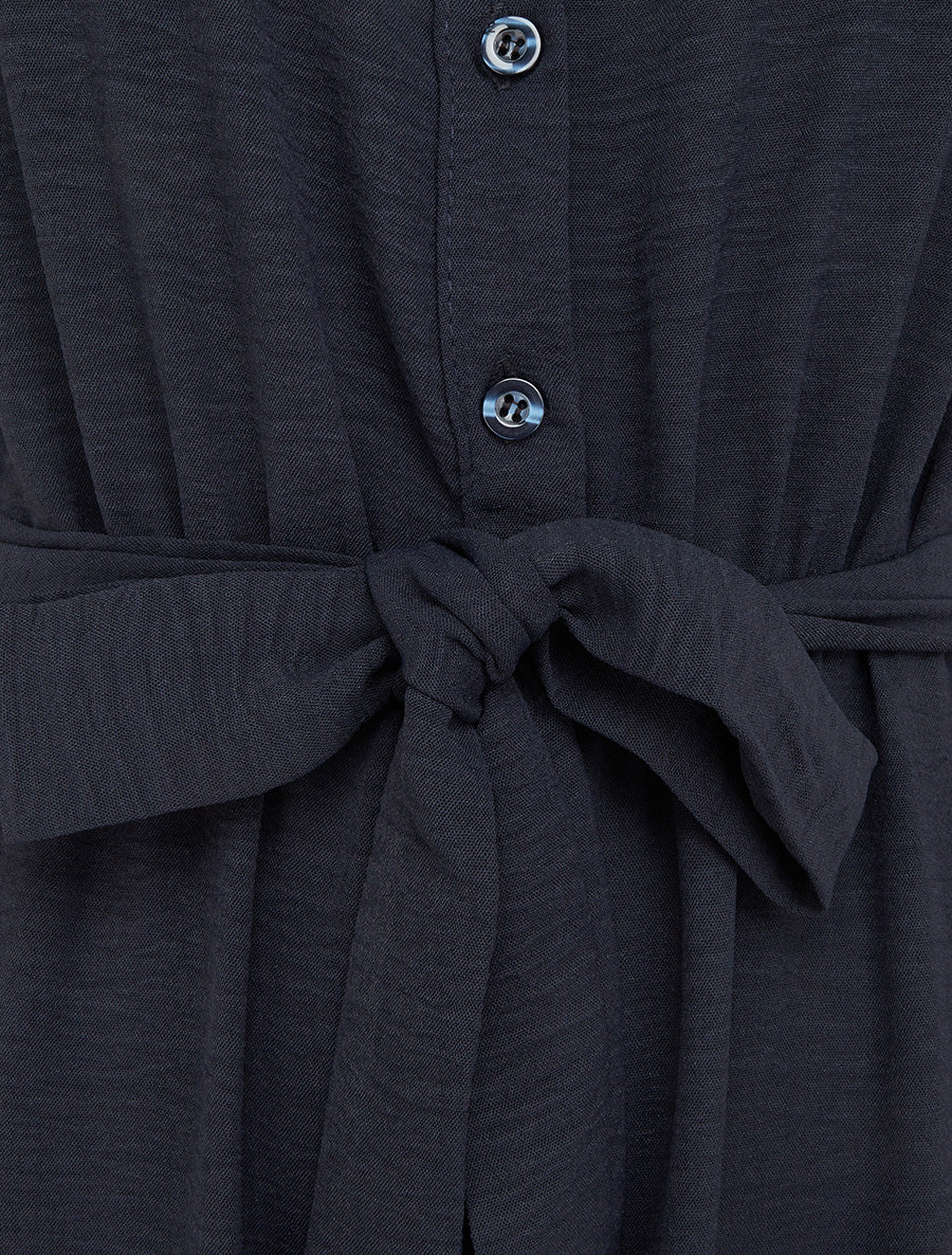 Combinaison boutonnée à épaules en dentelle - Marine - Image 3