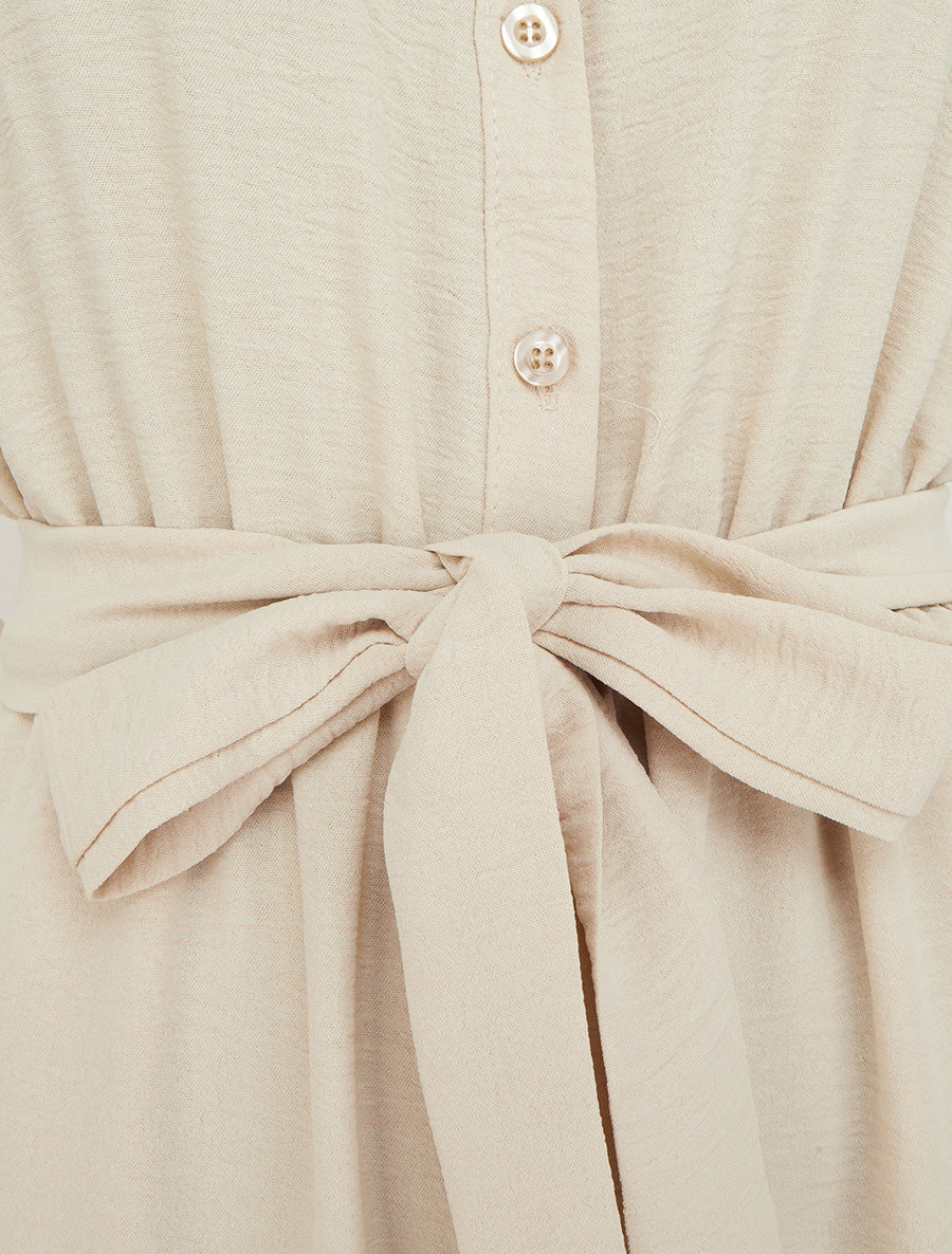 Combinaison boutonnée à épaules en dentelle - Beige - Image 3