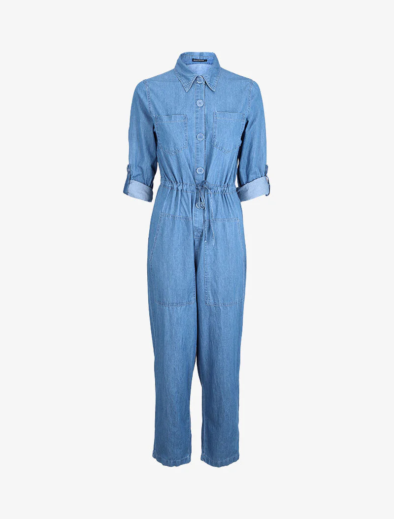 Combinaison en jean coupe droite - Bleu denim