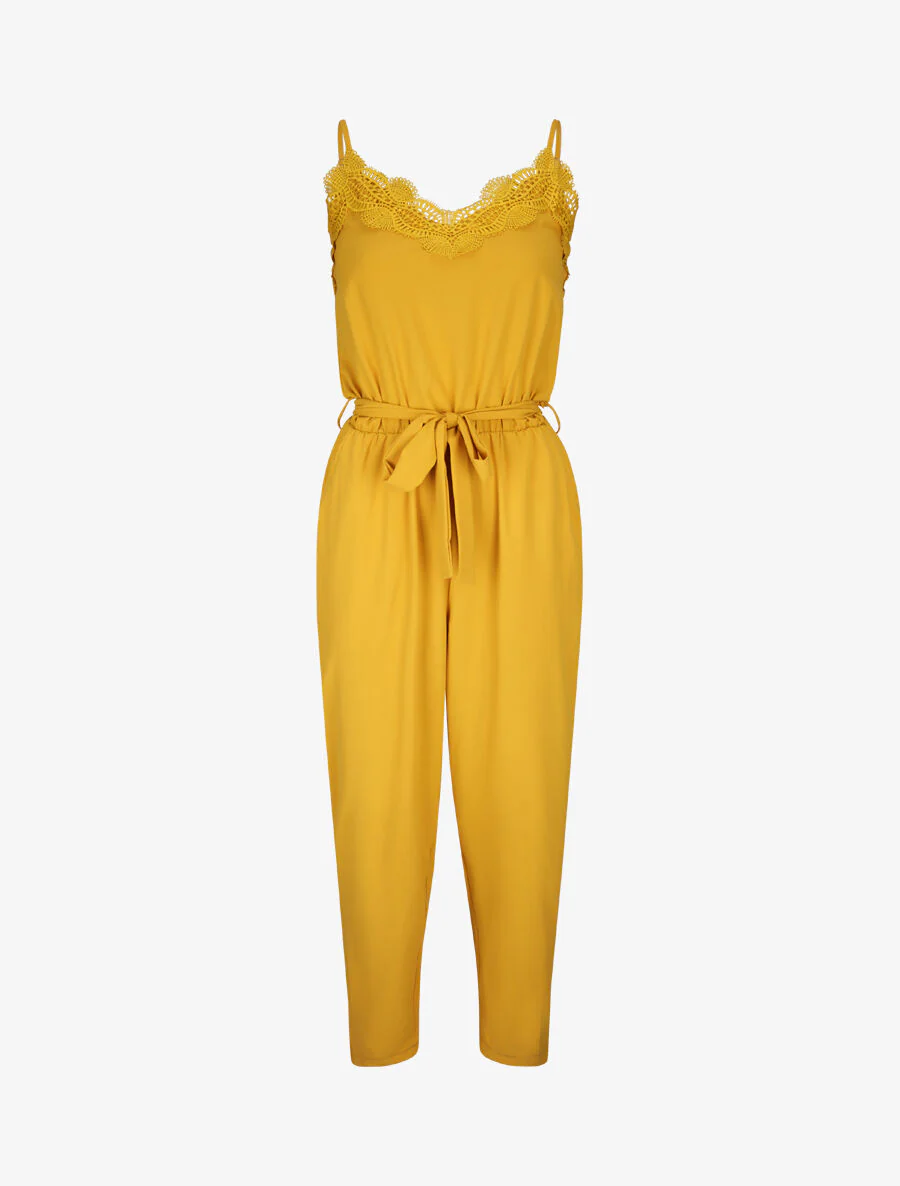 Combinaison fluide uni - Jaune moutarde