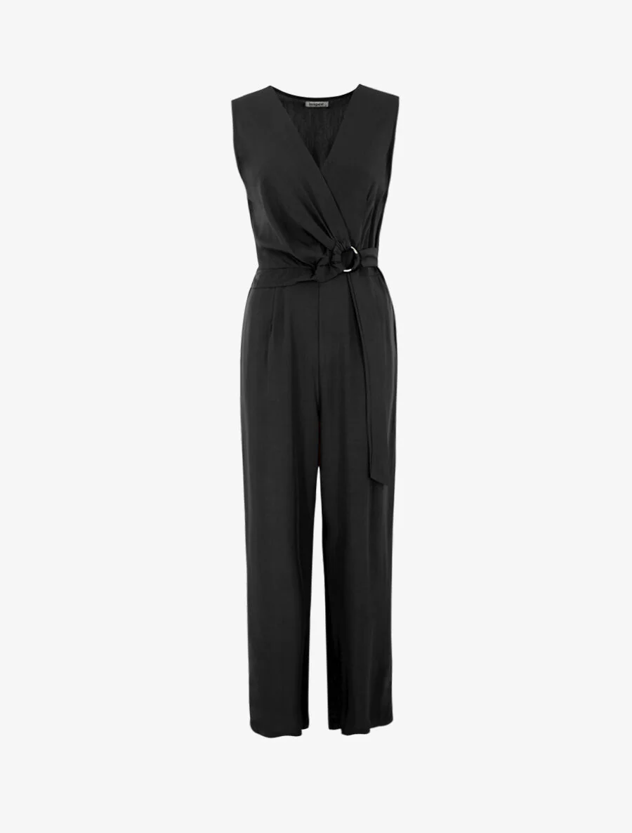 Combinaison fluide unie sans manches - Noir