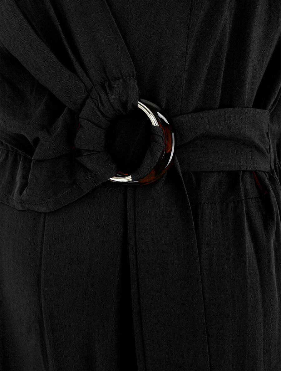 Combinaison fluide unie sans manches - Noir - Image 3
