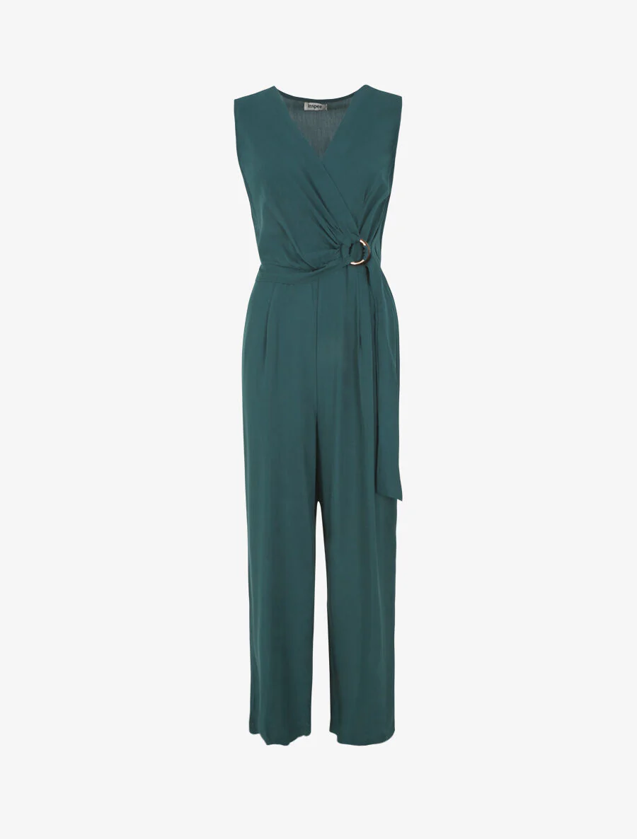 Combinaison fluide unie sans manches - Vert sapin