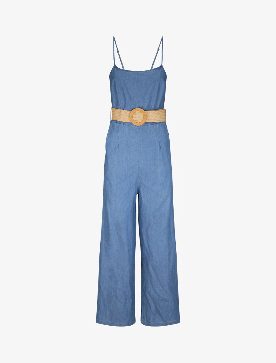 Combinaison oversize unie en denim - Bleu