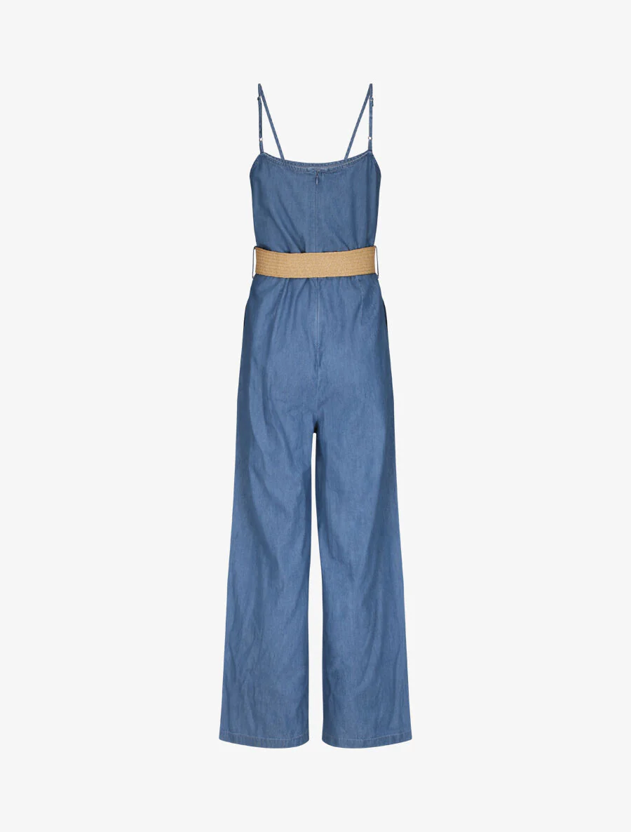 Combinaison oversize unie en denim - Bleu - Image 2