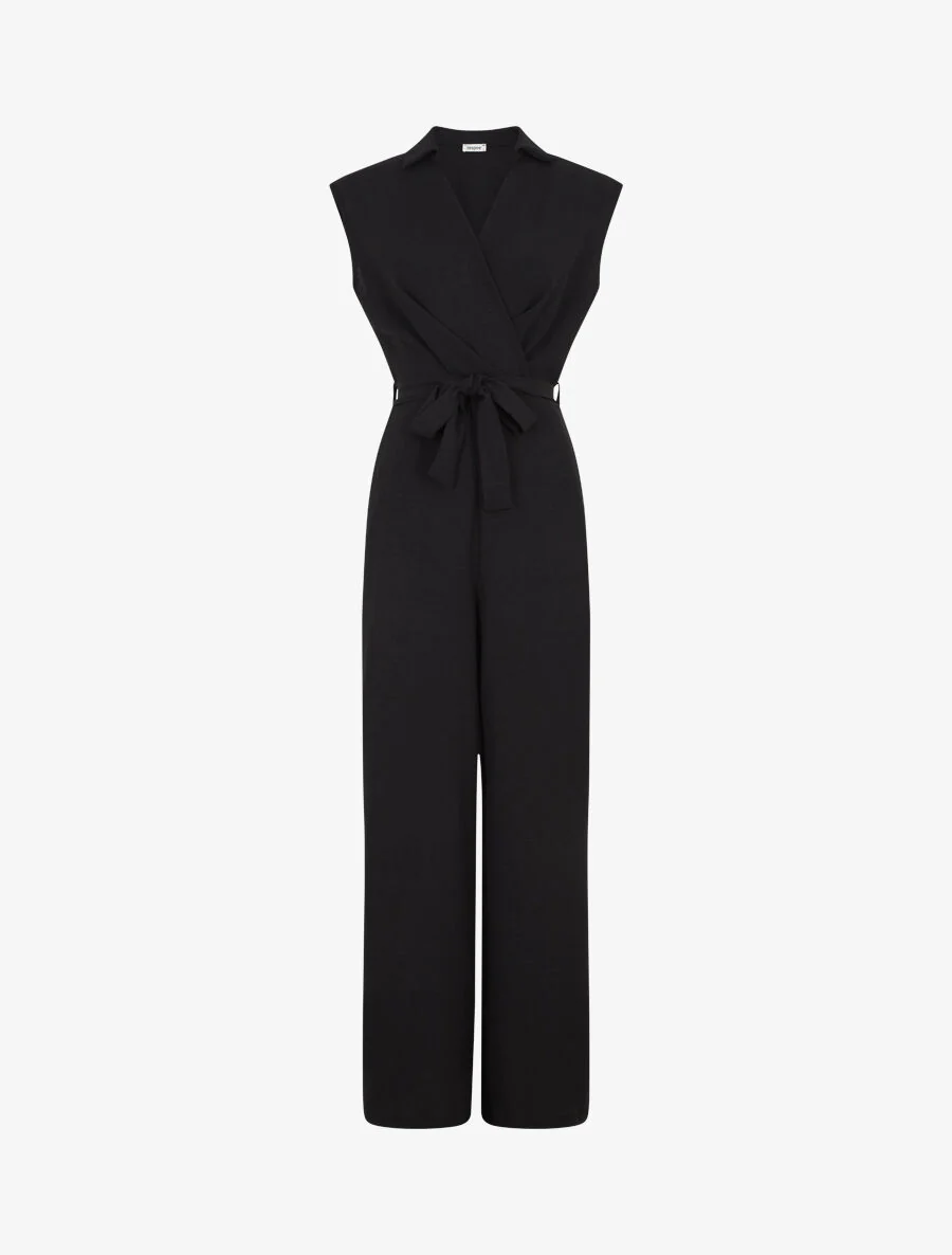Combinaison sans manches unie coupe droite - Noir