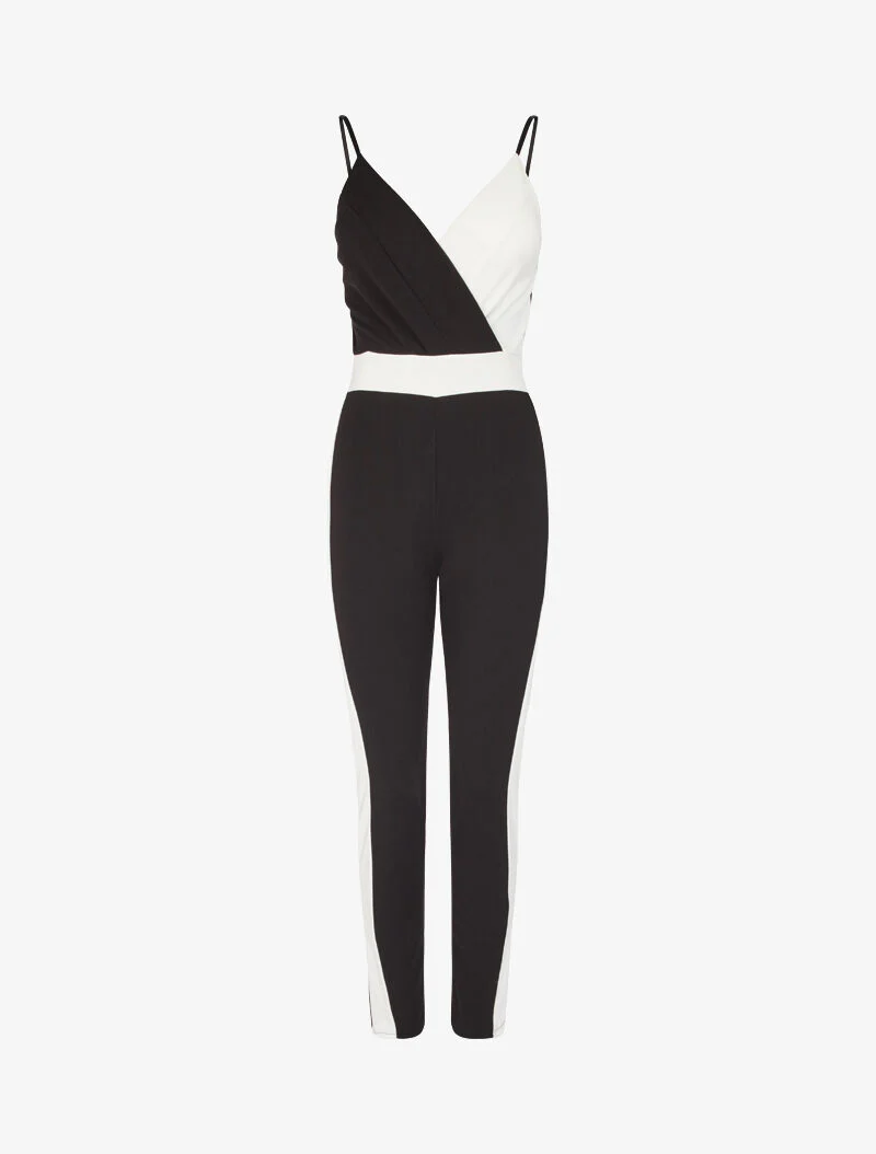 Combinaison slim color block - noir