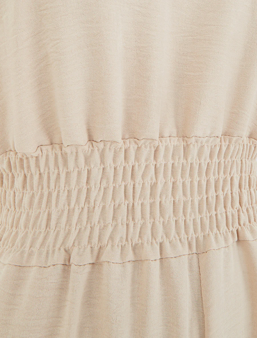 Combinaison unie à bretelles à motif coeurs - Beige - Image 3
