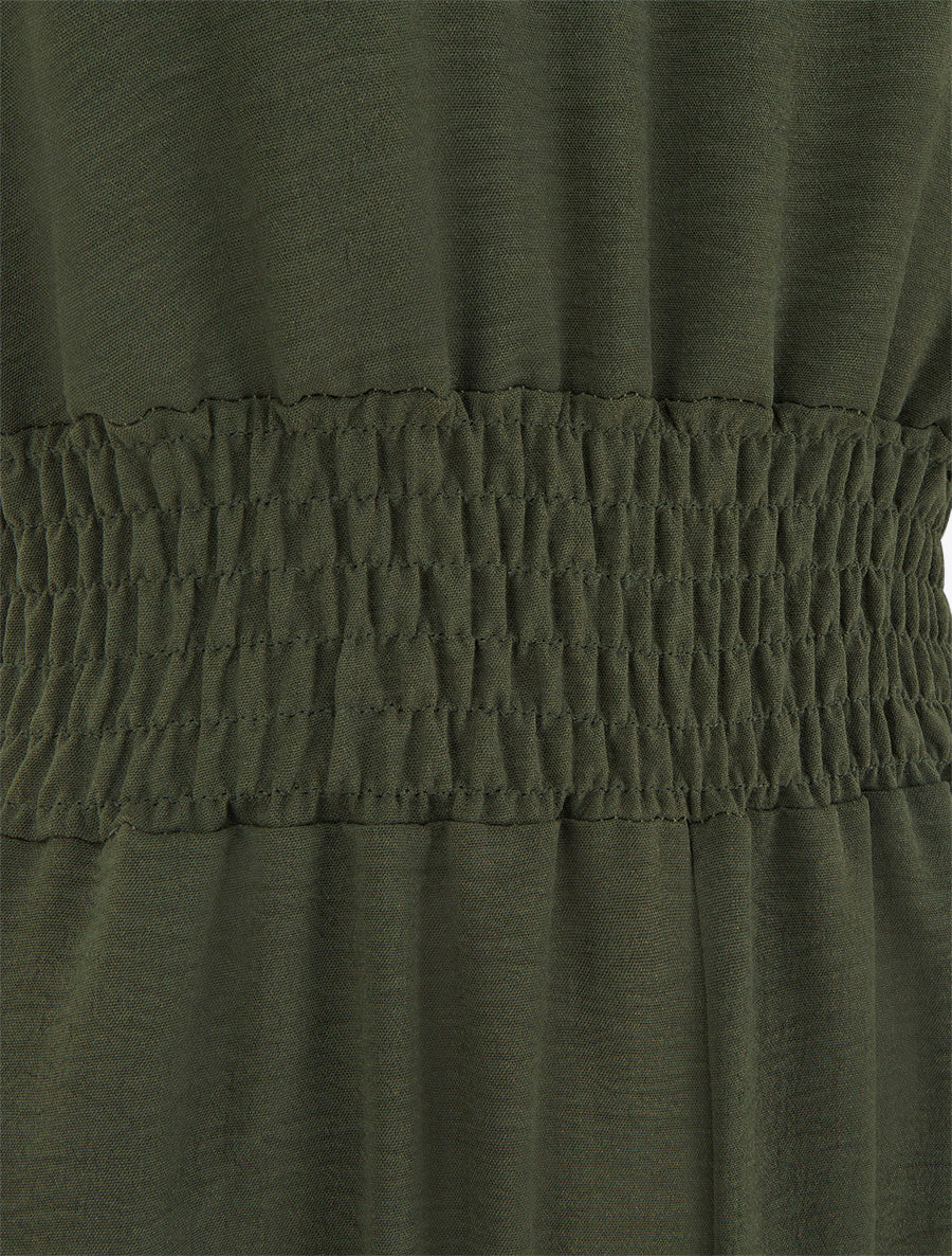 Combinaison unie à bretelles à motif coeurs - Kaki - Image 3