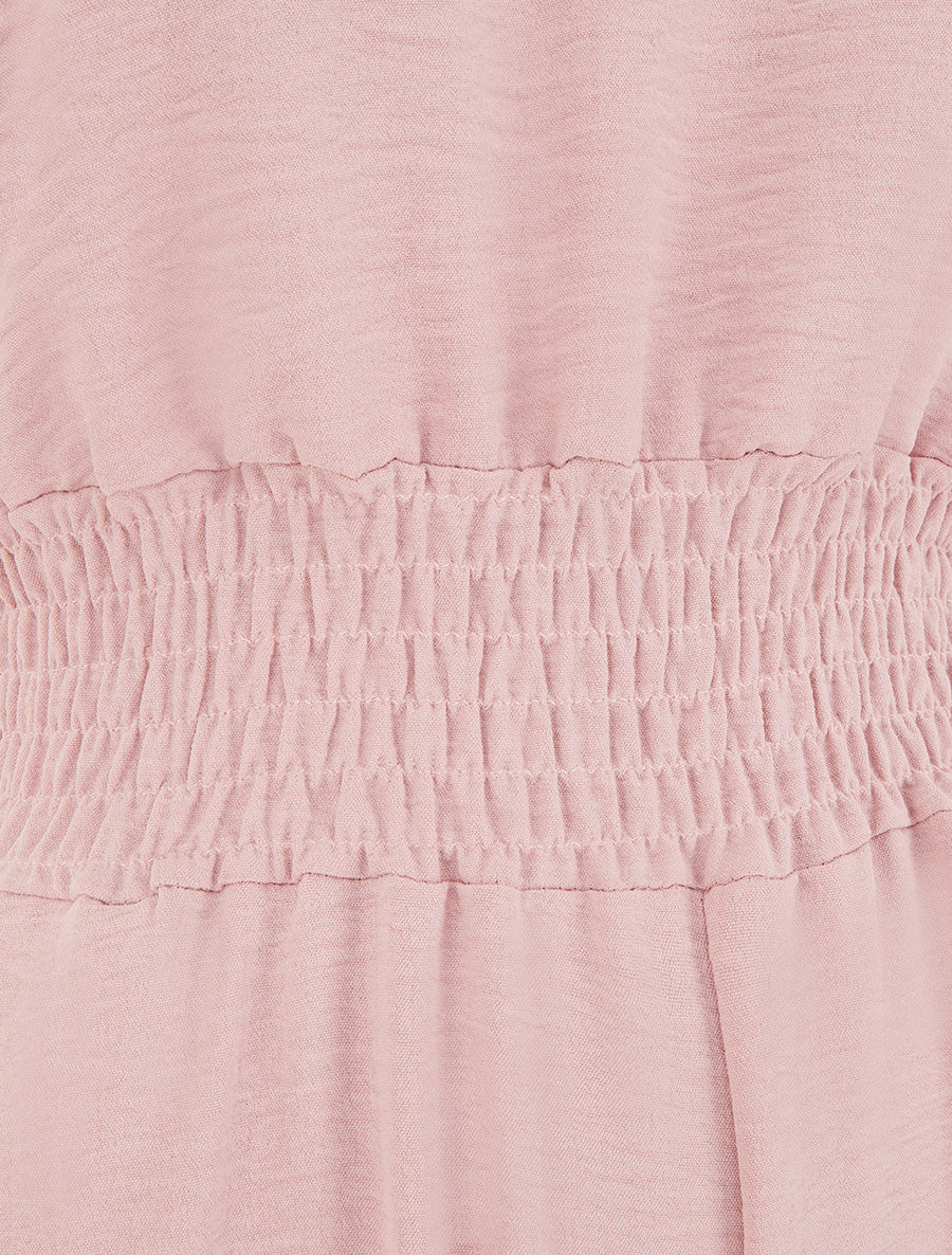 Combinaison unie à bretelles à motif coeurs - Vieux rose - Image 3